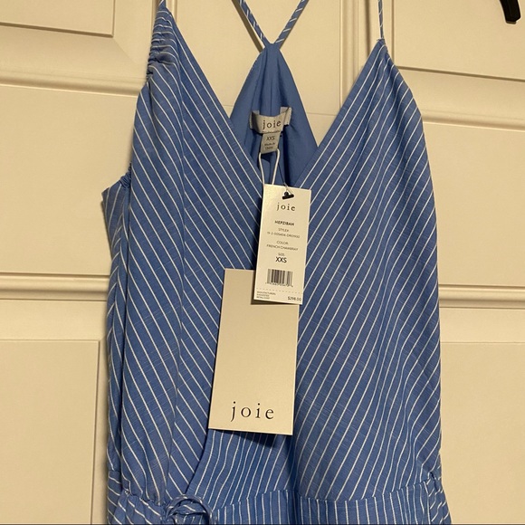 NWT Joie Hepzibah Striped Wrap Dress French Chambray XXS - Picture 3 of 7